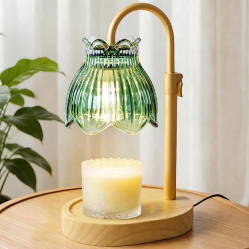 Candle Warmer Lamp with Timer,Birthday Gifts for Women| Dimmable and Height Adjustable Candle Wax Melts Warmer for Scented Jar Candles, Home Fragrance Decor, Christmas and Housewarming Gifts - color: Lotus-Green