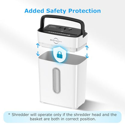 BONSEN 8-Sheet Cross Cut Paper Shredder for Home, P-4 Security Level, White - color: White, size: 8-Sheet Cross Cut