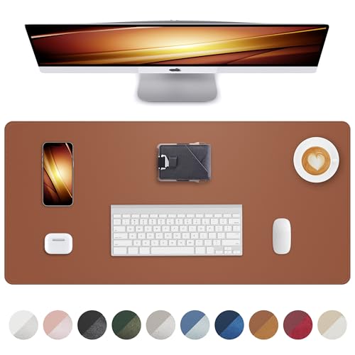 Leather Mouse Pad & Desk Blotter Mat - Non-Slip PU Laptop Desk Pad, Waterproof Writing Pad for Office & Home (Brown, 36" x 17") - color: Brown, size: 36" x 17"