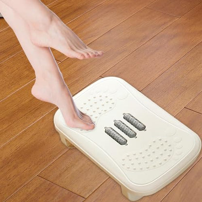 Office Desk Footrest Rocking Foot Stool Ergonomic Support Massage Rollers Solid PP Material Suitable for Working Adults Kids Home, White - color: White