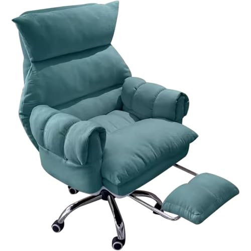 Executive Office Chair with Wheels, Swivel Computer Recliner, Padded Seat & Arms, Adjustable Height, Ergonomic Desk Chair for Home Office, Study & Conference,Lake Blue-Without - color: Lake Blue, size: Without