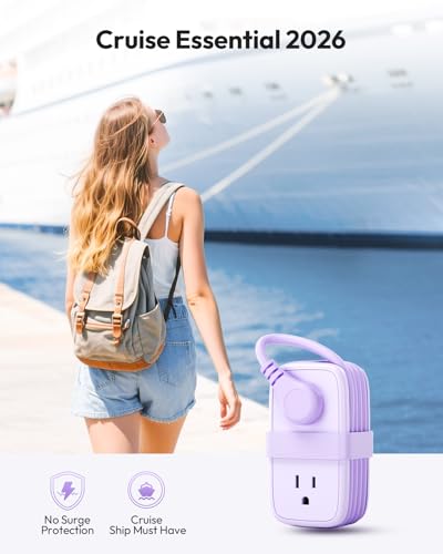 NTONPOWER 20W Purple Travel Power Strip, Travel Essentials 4 Outlets 3 USB(1 USB-C) with 4FT Wrapped Extension Cord Flat Plug, Vacation Essentials for Hotel Travel Camping Cruise Essentials 2026 - size: 1 Pack 4 Outlets 1 USB-C 2 USB-A, style: 20W-Purple