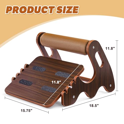 Spacocld Foot Rest for Under Desk at Work- Adjustable Rocking Foot Stool with 3 Height Positions and Soft Crossbar, Ergonomic Wooden Footrest with Anti-Slip Surface for Home, Office - color: Walnut