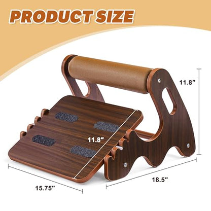 Spacocld Foot Rest for Under Desk at Work- Adjustable Rocking Foot Stool with 3 Height Positions and Soft Crossbar, Ergonomic Wooden Footrest with Anti-Slip Surface for Home, Office - color: Walnut
