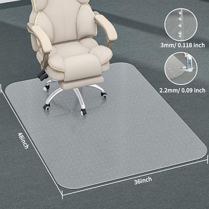 36" X 48" X 0.09" Office Chair Mat for Carpet - 2PCS | Desk Chair Mat for Carpet Floors, Clear and Thick Carpet Chair Mats with Non-Slip Studded for Home and Office Low Pile Carpet - size: 36 X 48-2 PACK