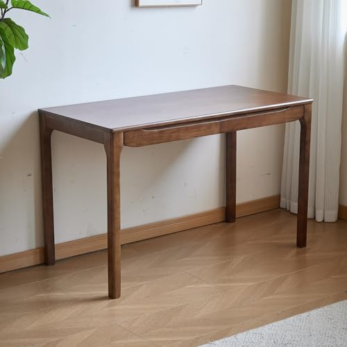 43.7"x24" Solid Wood Desk with Drawers,Wood Writing Desk for Small Spaces, Home Office Desks for Work, Gaming Study PC Desk for Bedroom, Student Computer Desks(Walnut, 47 inch) - color: Walnut, size: 47 inch