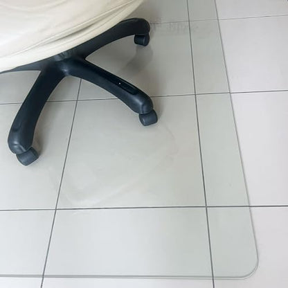 Marvelux Tempered Glass Office Chair Mat for Carpet & Hardwood Floors Clear Carpeted & Hard Floor Protector, Executive Thick Chair Mat for High & All Pile Carpets & Hard Wood with No Slip Pads 36”x40”