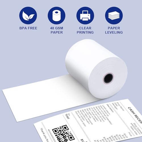 (50 Rolls)2 1/4 x 85 Thermal Paper Rolls 48GSM BPA FREE Receipt Rolls Thermal Teceipt Paper 2 1/4 85 Thermal Printer Paper Compatible with Printers, POS Cash Register,Credit Card - size: 2 1/4 in x 85 ft 50 rolls
