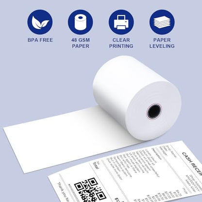 (50 Rolls)2 1/4 x 85 Thermal Paper Rolls 48GSM BPA FREE Receipt Rolls Thermal Teceipt Paper 2 1/4 85 Thermal Printer Paper Compatible with Printers, POS Cash Register,Credit Card - size: 2 1/4 in x 85 ft 50 rolls