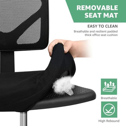 Armless Mesh Office Chair, Ergonomic Low Back Deskchair, Adjustable Rolling Task Computer Swivelchairs for Small Spaces Home Bedroom Study, Black - color: Black