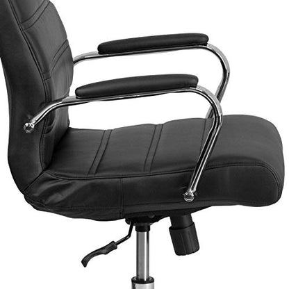 Flash Furniture High Back Office Chair - High Back LeatherSoft Executive Office Swivel Chair with Wheels | 360° Swivel, Height Adjustable, Commercial Grade - color: Black Leathersoft/Chrome Frame