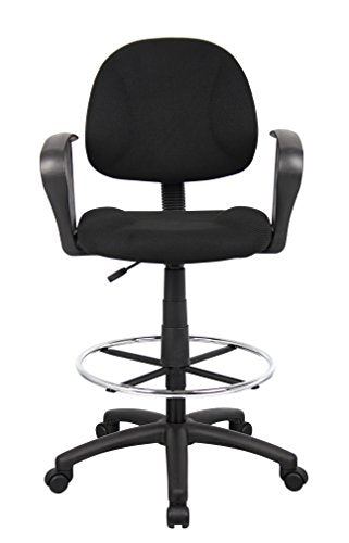 Boss Office Products Ergonomic Works Drafting Chair with Loop Arms in Black, Mid-Back - color: Black, style: Loop Arms