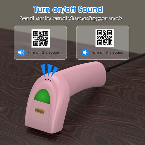 2D USB Barcode Scanner Handheld Wired Automatic QR Code Scanner Barcode PDF417 Data Matrix Bar Code Scanner with Long USB Cable for Warehouse, Library, Supermarket, POS - color: 2D QR Pink