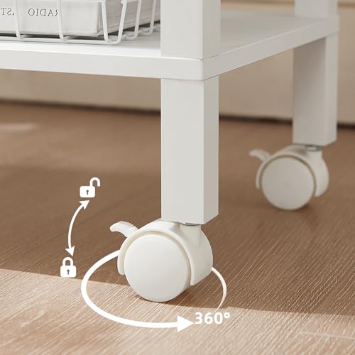 YUFAM 2 Tier Under Desk Printer Stand with Charging Station, White - color: White, size: 11.8"D×15.7"W×15.3"H(With USB)