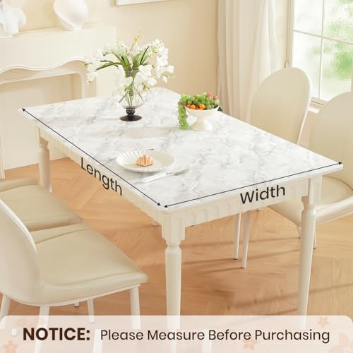 Marble-Look Table Protector 24 x 48 in, Waterproof PVC Desk Mat | Waterproof & Oil-Resistant, Silky-Smooth Surface, Easy to Clean, for Dining Tables, Vanities, Nightstands & Countertops - size: 24" x 48" (Rectangular)