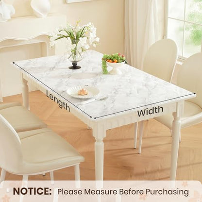 Marble-Look Table Protector 24 x 72 in, Waterproof PVC Desk Mat | Waterproof & Oil-Resistant, Silky-Smooth Surface, Easy to Clean, for Dining Tables, Vanities, Nightstands & Countertops - size: 24" x 72" (Rectangular)