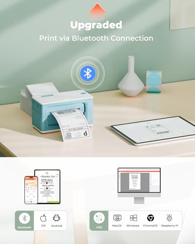 MUNBYN Bluetooth Thermal Label Printer 941BP, 300DPI Wireless 4x6 Shipping - color: Green