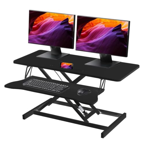 38-inch Standing Desk Converter, Height Adjustable 5.9-18.9in - color: Black