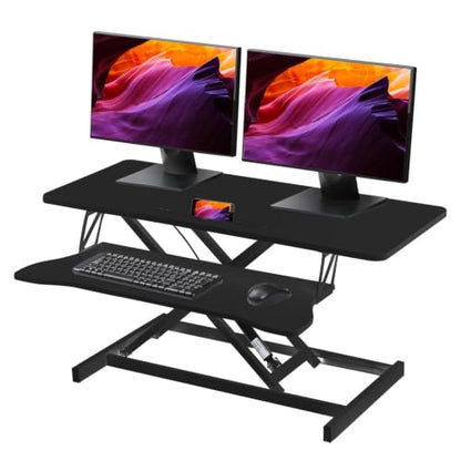 38-inch Standing Desk Converter, Height Adjustable 5.9-18.9in - color: Black