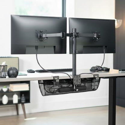 VIVO No Drill Clamp-on 24 inch Mesh Net Under Desk Cable Management Wire Organizer, Adjustable Home Office Standing Desk Cord Storage Sleeve, Black, DESK-AC24MH (Pack of 2) - size: 24" (Pack of 2)