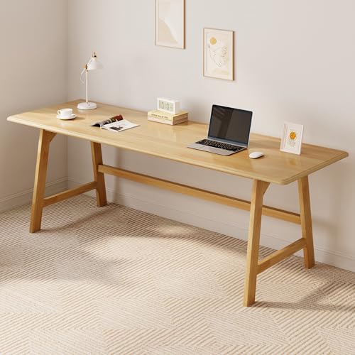 IOTXY Solid Wood Writing Table - 72" W Minimalist Long Computer Desk, Oak - color: Oak, size: 72" W