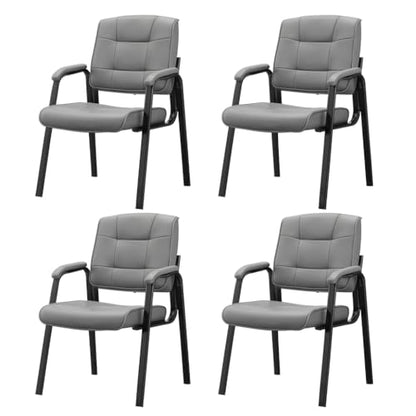 Naomi Home Faux Leather Guest Reception Chair Set of 4 - Gray | Stackable office chair with supportive armrests and durable construction for everyday office seating. - color: Gray, Faux Leather, style: Set of 4