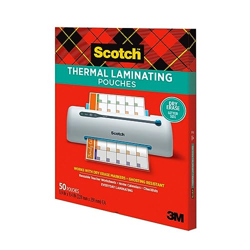 Scotch Thermal Laminator (TL901X) and 50 Scotch Dry Erase Thermal Laminating Pouches | Letter Size | Clear Professional Finish