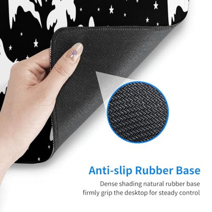 Gothic Ghost Bat Desk Mat, XL Mouse Pad, 31.5 x 11.8 Inch - color: Cute Halloween Ghost Bat Stars