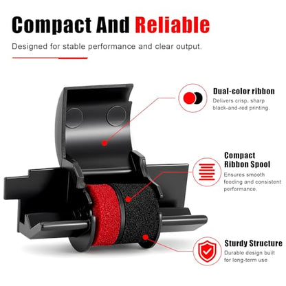 Compatible Calculator Ink Ribbon Roller 3 Pack, IR-40T CP-13 Black/Red Replacement for Casio HR-170RC HR-100TM, Canon P23-DHV P23-DHV-3, Sharp EL-1750V EL-1801V, Individually Sealed