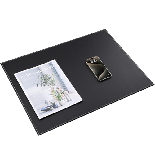 KINGFOM Desk Pad & Mat 24" x 18" Protector Large Mouse Pad PU Leather for Desktops and Laptops (Black) - color: Black-a110