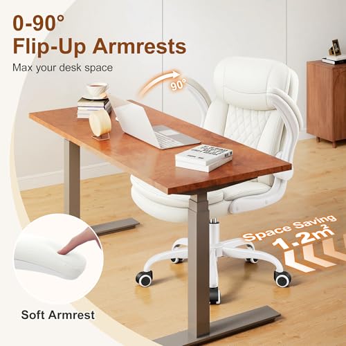 Office Desk Chair, Ergonomic Computer Chair with Unique Dual-Layer Support - color: White