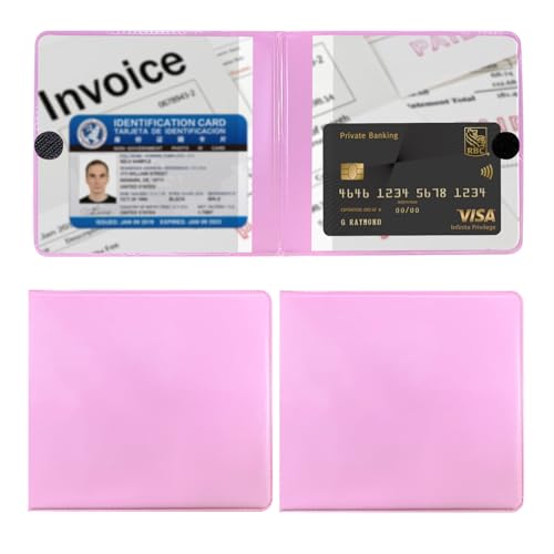 Ziciner 2PCS Car Registration and Insurance Holder, 5.2"× 4.7" Premium Auto Glove Box Organizer with Closure, Essential Vehicle Document Holder for Card, Driver License (Pink) - color: Pink, size: 2 PCS
