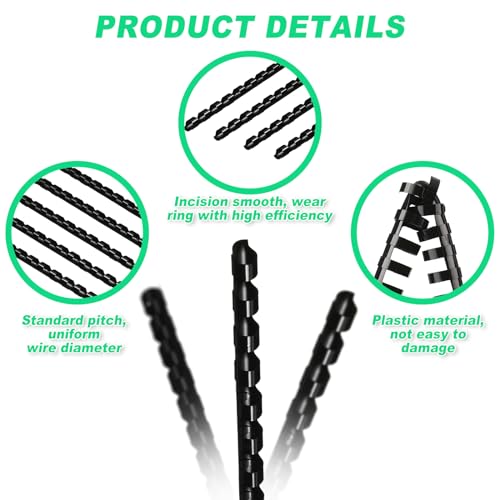 Yunsailing 150 Pack Plastic Binding Combs Plastic Binder Comb Ring 19 Ring Binding Spines Letter Size Spiral coils for Notebook Calendar(1/4 in,Black) - color: Black, size: 1/4 In