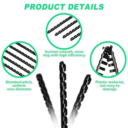 Yunsailing 150 Pack Plastic Binding Combs Plastic Binder Comb Ring 19 Ring Binding Spines Letter Size Spiral coils for Notebook Calendar(1/4 in,Black) - color: Black, size: 1/4 In