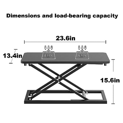 Decoholic 24 inch Height Adjustable Standing Desk Converter（Black） | Scissors Lift Keyboard and Mouse Riser,Ergonomic Sit Stand Workstations，suitable to hold large/small items
