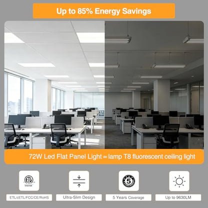 2x4 LED Flat Panel Light,Selectable 5CCT,0-10V Dimmable,9360LM,2Pack - size: 2x4FT-2pack