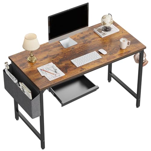 Beiyier Under Desk Sliding Drawer for Office Desk or Table, Pull-out Storage Organizer for Sit-Stand Workstation with High Crosspiece under Desktop (Black)