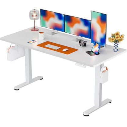 ErGear Height Adjustable Electric Standing Desk, 55 x 28 Inches Sit Stand up Desk, Memory Computer Home Office Desk, White - color: White, size: 55 X 28 Inches