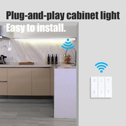 WNSNOU Under Cabinet Lights with Plug. 3000K-6500K Dimming and Color. with Wireless Control Panel and Remote Control.18W 1800LM for Garage, Kitchen, Bathroom, Closet, Office (24 inch-2pcs) - size: 24 inch-2pcs