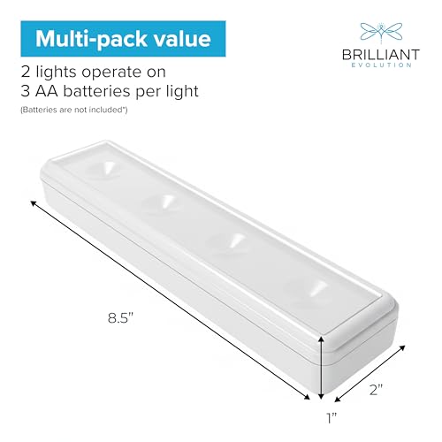 Pack of 2 Wireless LED Stick on Lights Battery Operated Under Cabinet Lighting - 8.5 Inches Long - 65 Lumens Push Light for Kitchen, Closet, and Countertops - size: 2 pack, style: Tap Control