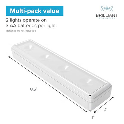 Pack of 2 Wireless LED Stick on Lights Battery Operated Under Cabinet Lighting - 8.5 Inches Long - 65 Lumens Push Light for Kitchen, Closet, and Countertops - size: 2 pack, style: Tap Control