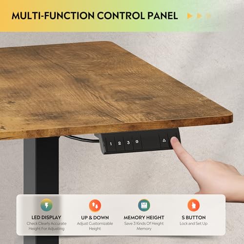 DEVAISE 63 Inch Standing Desk with Split Top, Computer Desk, Rustic Brown - color: Rustic Brown, size: 63 Inch