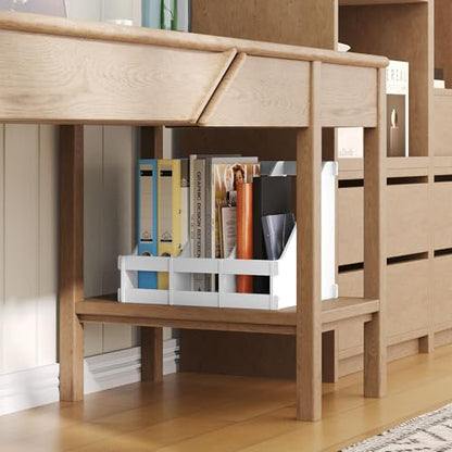 Bamboo Desk File Organizer, 3-Compartment Magazine Holder(White) | 3 vertical compartments organize files, folders, magazines and mail while saving valuable desk space. - color: White
