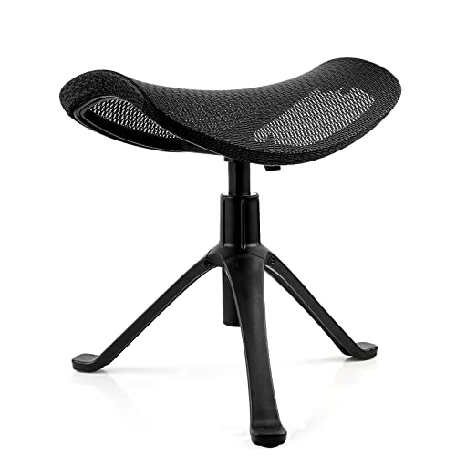 Lilithye Footrest for Desk Adjustable Height 2-in-1 Function Rotatable Ergonomic Under Desk Footrest Ottoman Stool Rolling Leg Rest for Home Office (Black) - color: 1-black