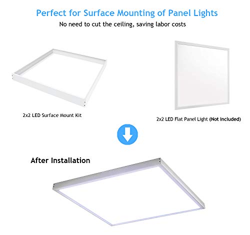 6 Pack 2x2 Surface Mount Kit for LED Flat Panel Light - Aluminum 24x24 inch Ceiling Frame Kit, Not Include LED Panel Light - size: 2x2 - 6 Pack