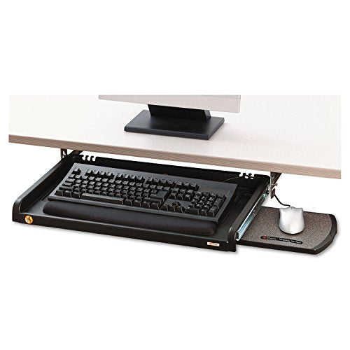 3M Adjustable Under-Desk Keyboard Drawer, Three Height Settings, Wide Tray with Gel Wrist Rest Accomodates Most Keyboards, Slide Out Mouse Platform with Precise Mouse Pad, Black (KD45), 4" x 60 ft