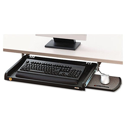 3M Adjustable Under-Desk Keyboard Drawer, Three Height Settings, Wide Tray with Gel Wrist Rest Accomodates Most Keyboards, Slide Out Mouse Platform with Precise Mouse Pad, Black (KD45), 4" x 60 ft