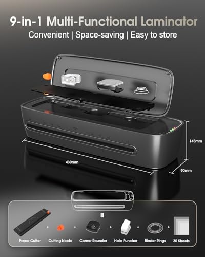 Qfun 11x17 Laminator Machine 13 Inch with 30 Laminating Sheets for Teachers - color: Gray