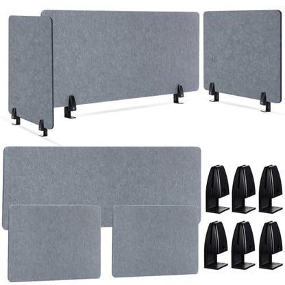 AceOrbit 3 Pcs Clamp-on Desk Divider, 1pcs-47''x 24'' and 2pcs-24''x 24'' Desk Privacy Panel Acoustic Office Partitions Cubicle Modesty Panel for Classroom Noise Reducing Visual Distractions