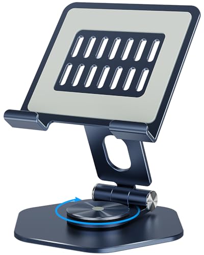Aluminum Tablet Stand, 360° Swivel for 5–12.9in Devices, Dark Grey - color: Dark grey